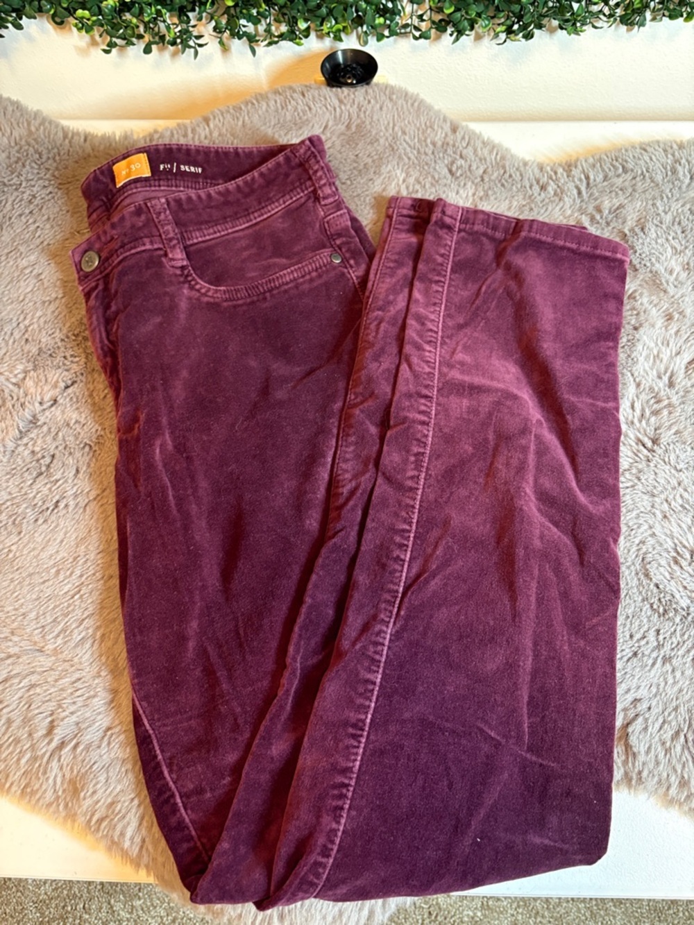 Pilcro Wine-Colored Skinny Corduroy Pants